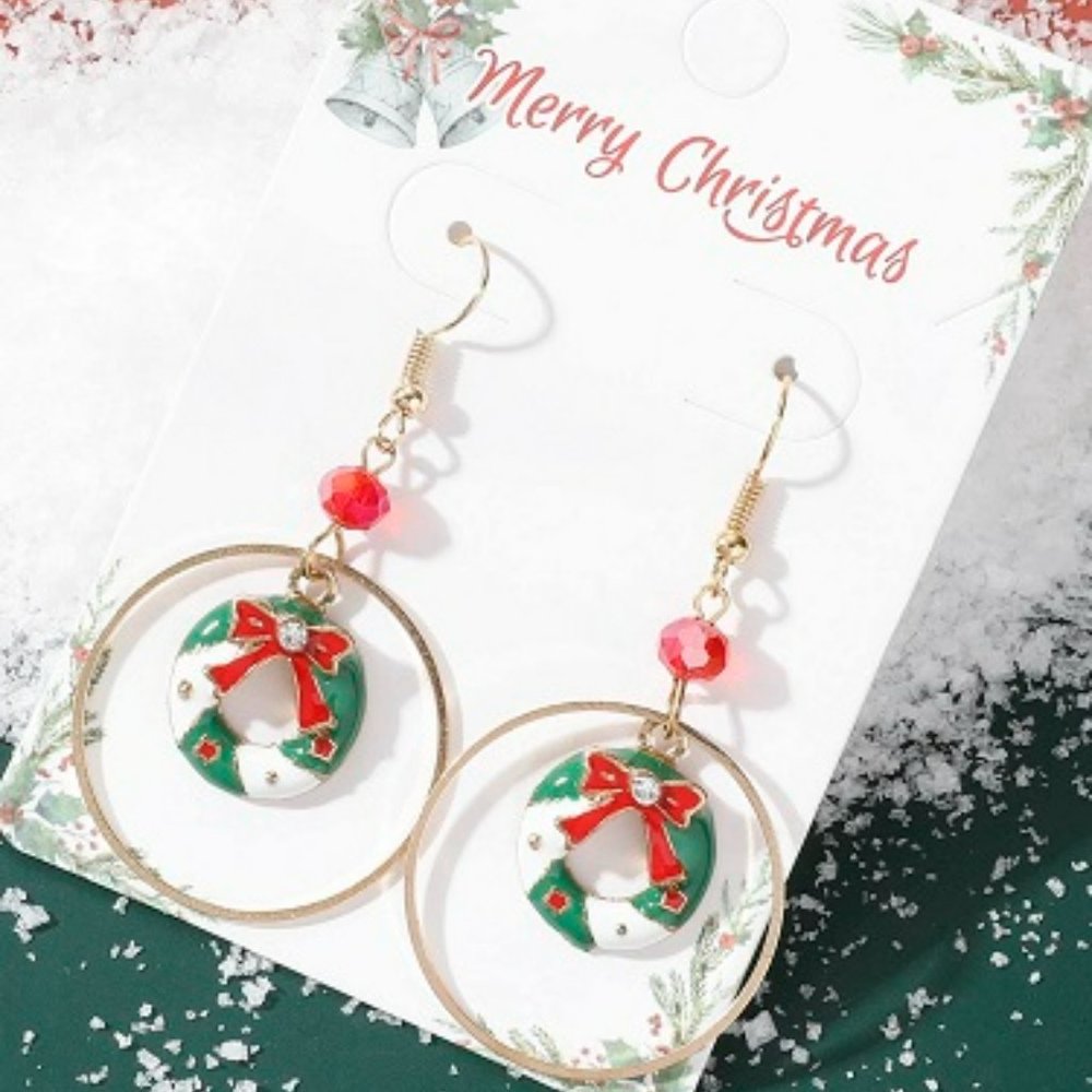 Christmas Wreath Drop Earrings